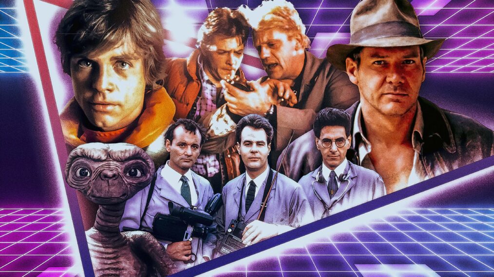 Collection of memorable 1980s film scenes and posters