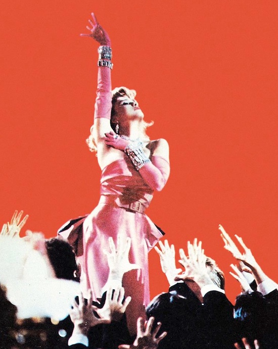 Madonna performing live during her Like a Virgin Tour in 1985