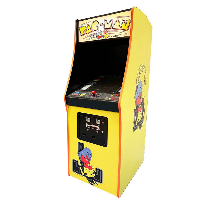 Classic Pac-Man arcade cabinet from the early 1980s