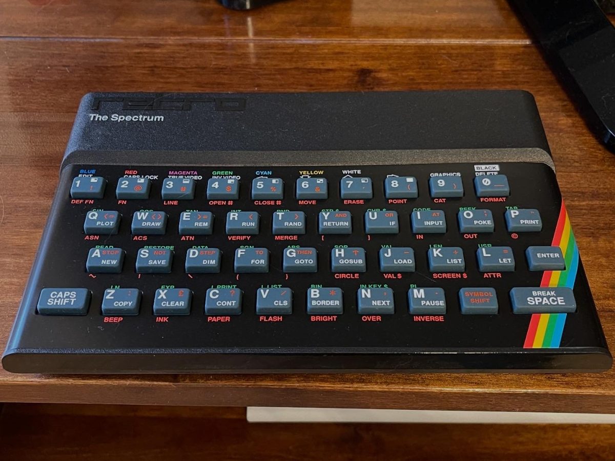 The iconic rubber keyboard of the Sinclair ZX Spectrum home computer from 1982