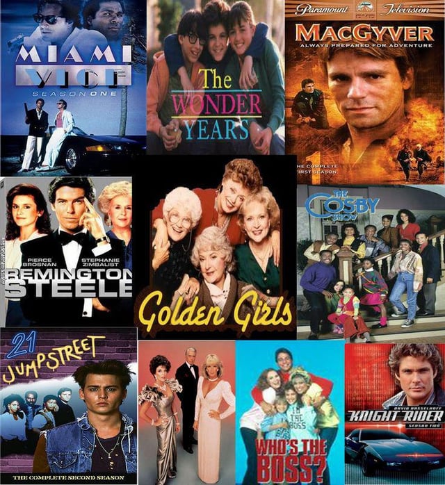 Montage of famous 1980s US television series