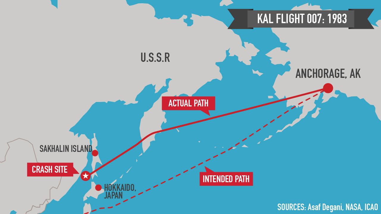 map of korean airlines 007 route